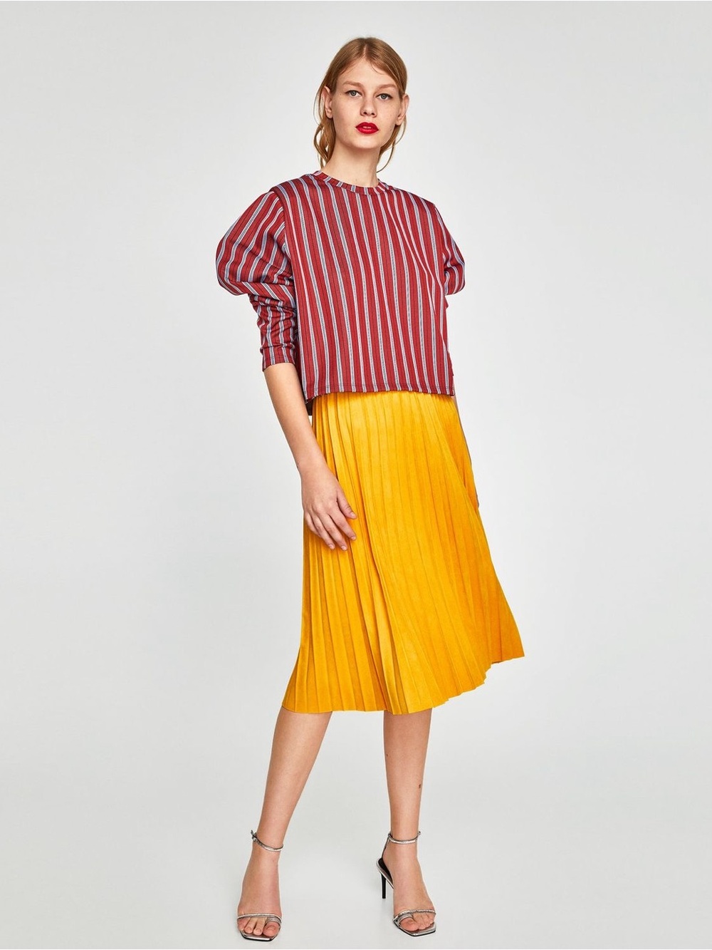 Zara Faux Suede Pleated Skirt in Mustard - EUC - Picture 2 of 7